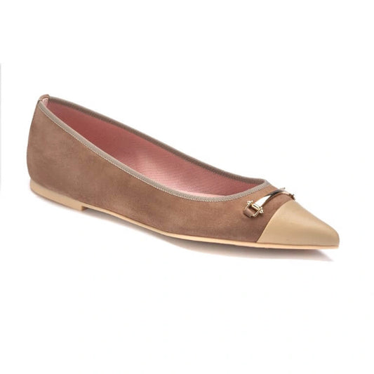 Taupe Suede Teens Hosebit Point Flats