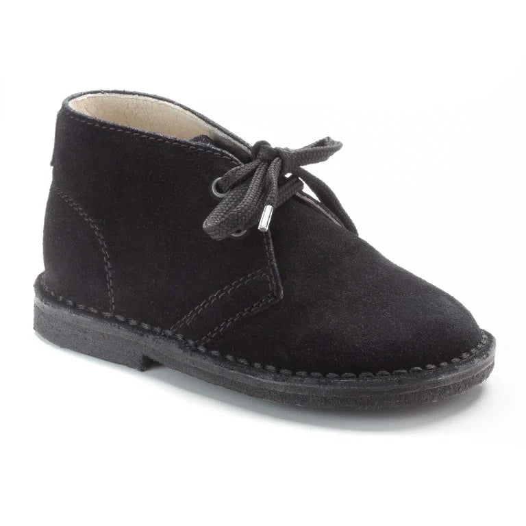 Black suede lace shoes for toddlers, boys, and girls by London Kids