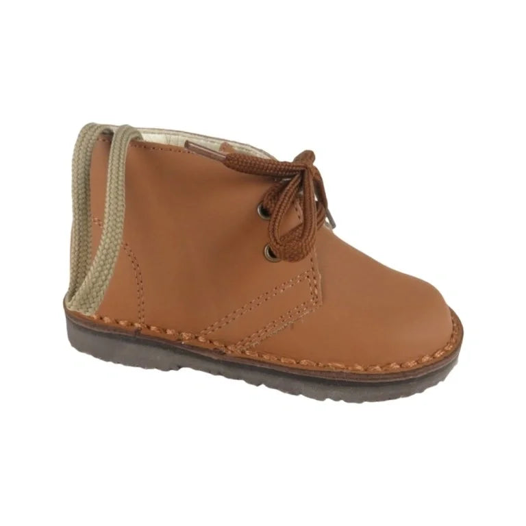 Tan Sahara Leather Lace shoes for toddlers by London Kids, in Tan color