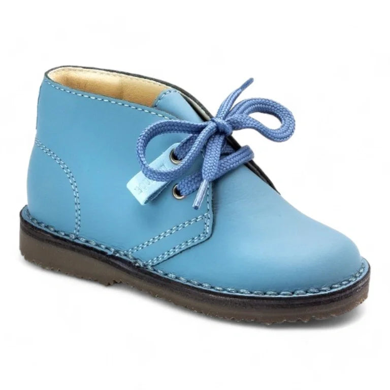 Denim Sahara Leather Lace shoes for toddlers, boys, and girls by London Kids.