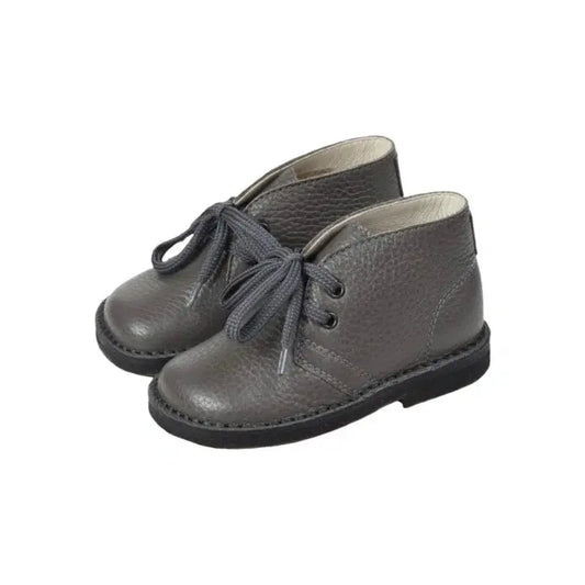 Gray soft leather lace toddler boy girl London Kids - stylish and comfortable lace shoes for toddlers.