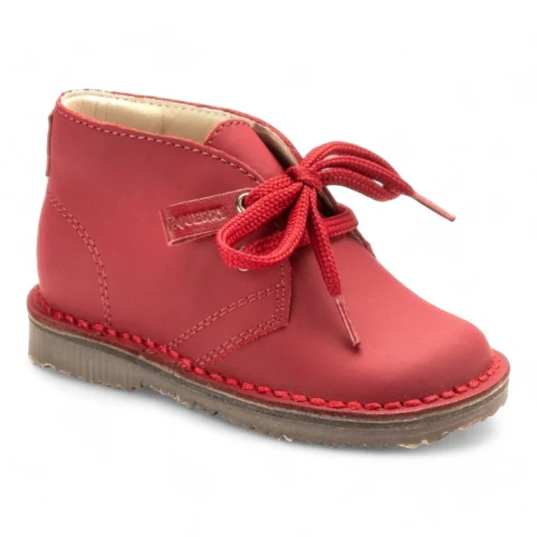 Red Sahara Leather Lace shoes for toddlers, boys, and girls by London Kids - trendy and comfortable footwear.