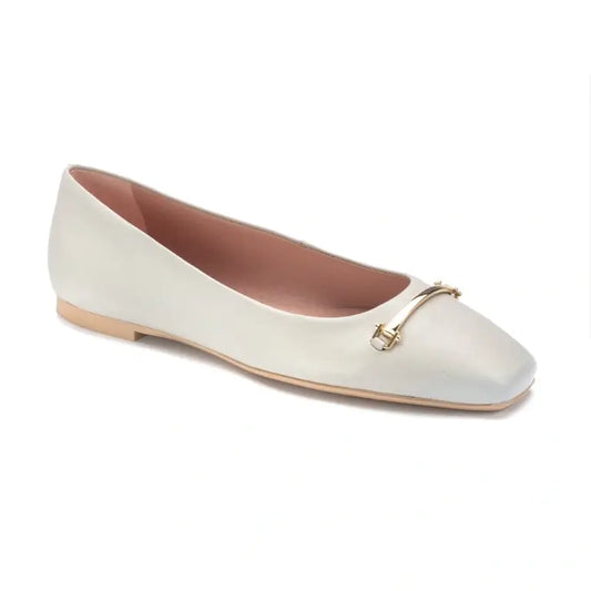 Image of Taupe Leather Teens Hosebit Flats, stylish and comfortable for any occasion