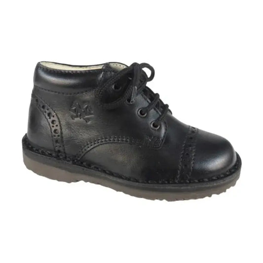 Black soft leather lace shoes for toddlers by London Kids - gender-neutral style