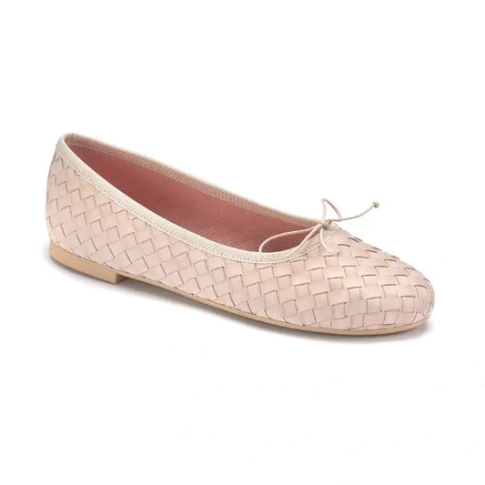 Rose Woven Teens Bow Shoe with delicate bow detail