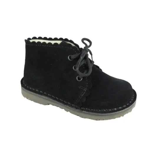 Black suede lace shoes for toddlers and girls by London Kids