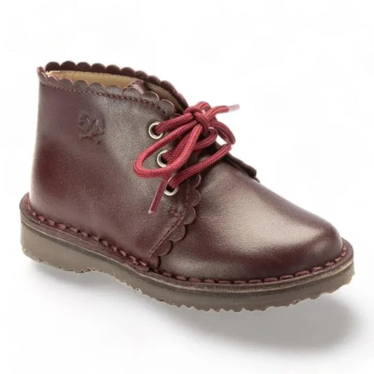 Bordo Soft Leather Lace shoes for toddlers and girls by London Kids, made from soft leather