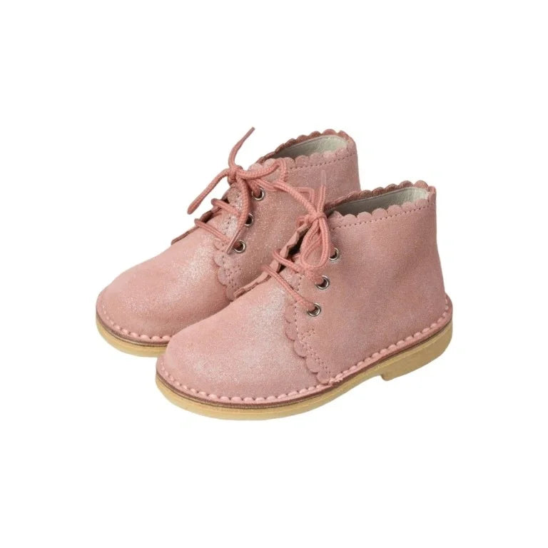 Blush Glittzy Leather Lace Shoes for toddlers and girls by London Kids