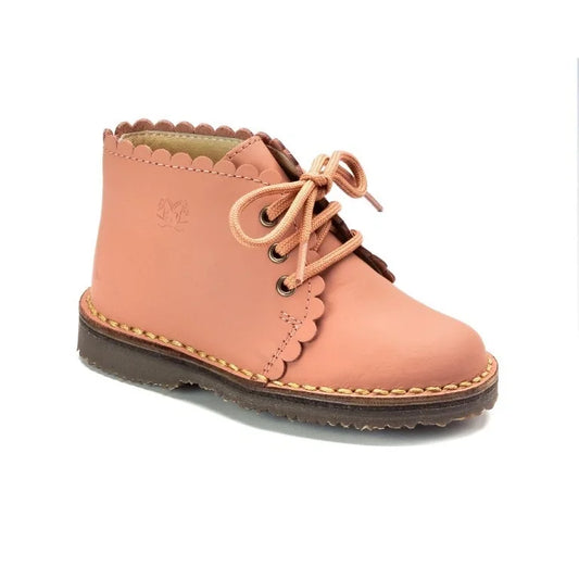 Stylish Salmon Sahara Leather Lace shoes for toddlers and girls by London Kids, perfect for any occasion.