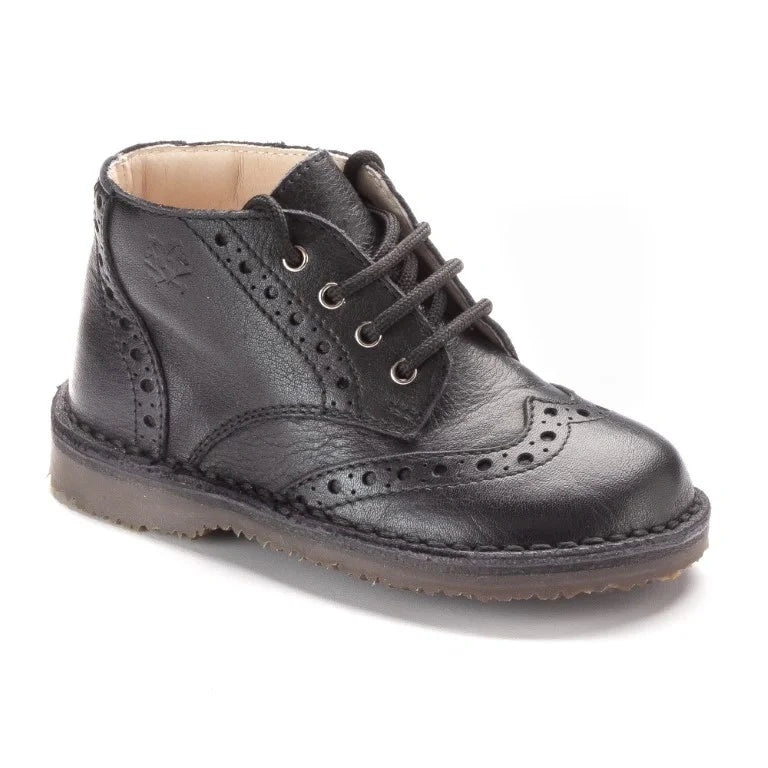 Black soft leather lace shoes for toddlers and kids by London Kids