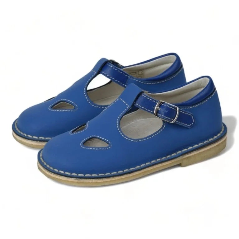 Blue Sahara Leather Strap for Toddler/Boy by London Kids - Boys T-Strap Sandal Shoe