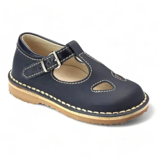 Navy Sahara Leather Strap Sandals for Toddler/Boy by London Kids - Boys T-Strap Sandal Shoe