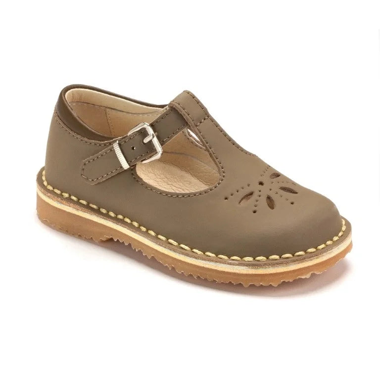 Taupe Sahara Leather Strap for Toddler/Boy/Girl by London Kids - T-strap sandal in premium Sahara Leather, ideal for toddlers, boys, and girls.