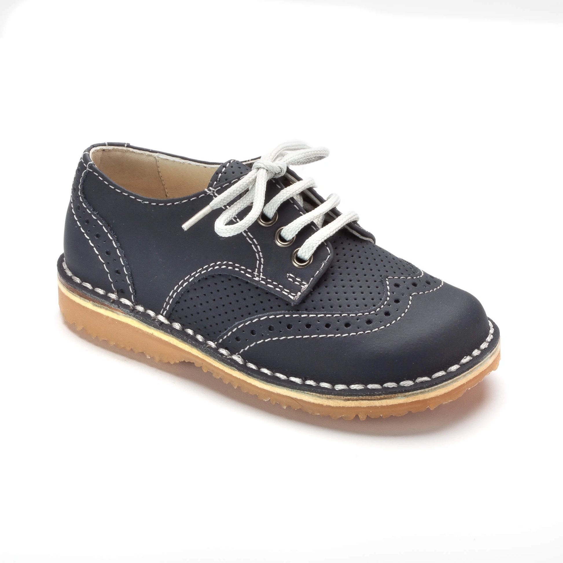 Navy Sahara color boys summer oxford shoe with lace-up design