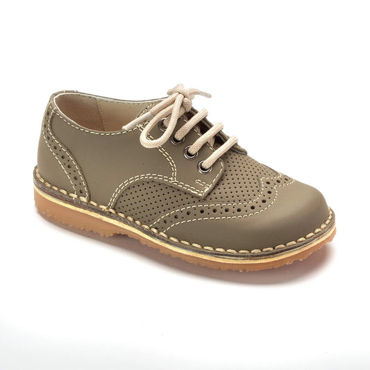 Taupe Sahara boys summer oxford with laces, crafted in Italy