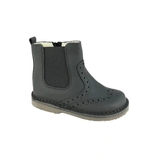 Black Sahara Leather Bootie for Girl/Boy by London Kids - trendy and comfortable bootie for kids