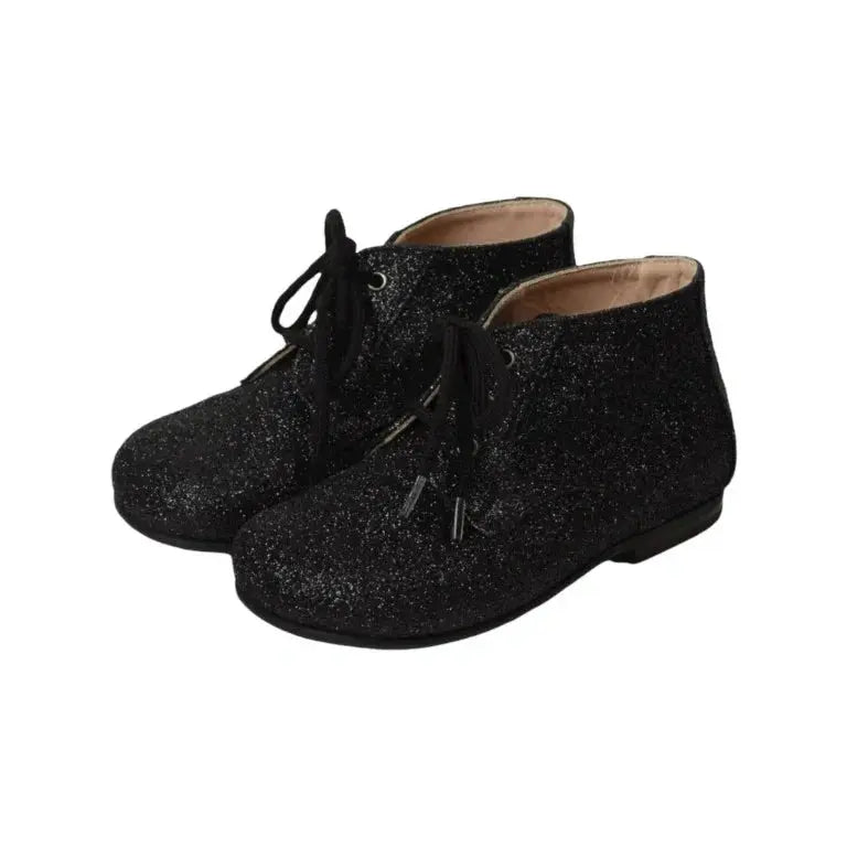 Black Glitter Lace for Toddler/Girl by London Kids - Sparkly glitter lace shoes for toddlers/girls, made in Italy.