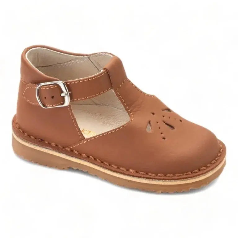 Tan Sahara Leather Strap for Toddler/Girl by London Kids - CUSA - Image of toddler/girl hi-top shoe strap in tan Sahara leather.