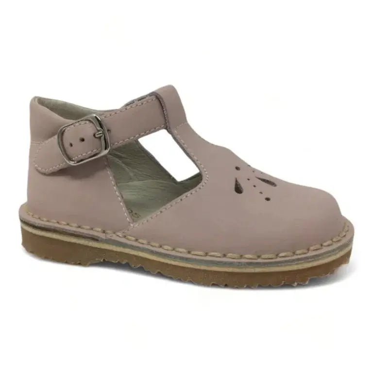 Nude Sahara Leather Strap shoes for toddlers and girls by London Kids, high-quality Sahara leather, strap design, comfortable and stylish.