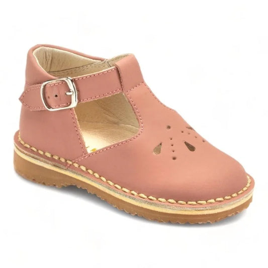 Salmon Sahara Leather Strap shoes for toddler girl by London Kids