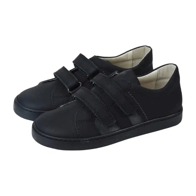 Black Sahara Leather Velcro sneaker for boy by London Kids, casual footwear