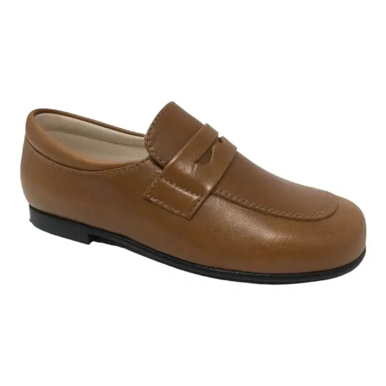 Tan soft leather slip-on shoes for boys by Beberlis - classic and stylish option for dressy occasions.