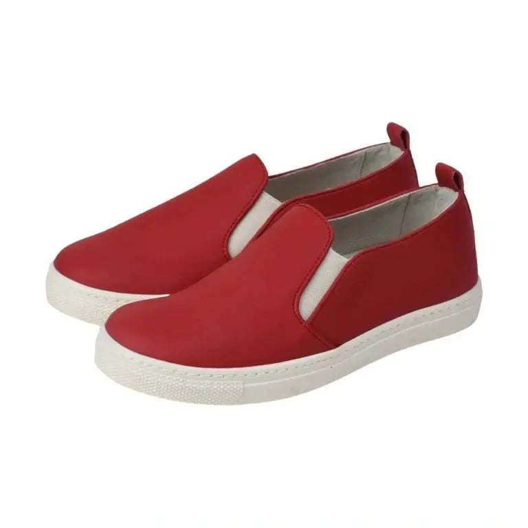 Red Sahara Leather Sneaker for Girl by London Kids - Red color, Sahara leather material, perfect for casual wear.