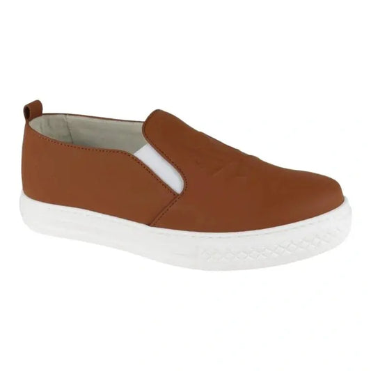 Tan Sahara Leather Sneaker for girls by London Kids - slip-on sneakers in stylish tan color, crafted from premium Sahara Leather.