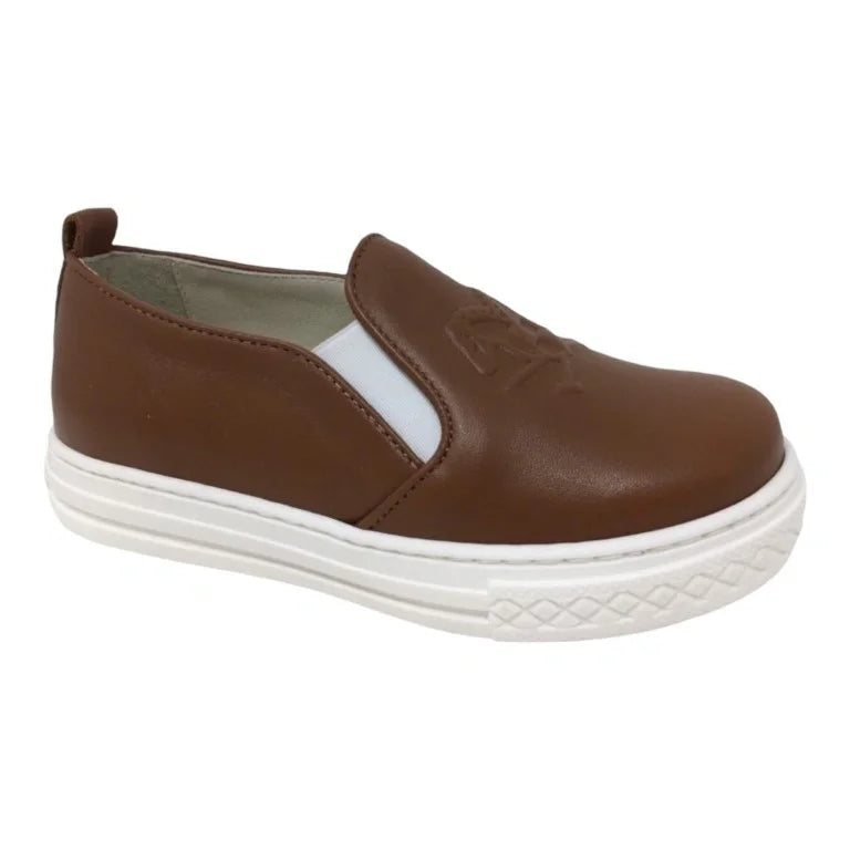 Tan soft leather sneaker for girl by London Kids