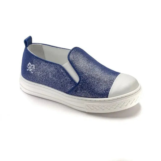 Blue Soft Leather Sneaker for Girl/Boy by London Kids - Blue Sneaker Shoes made of soft leather for children