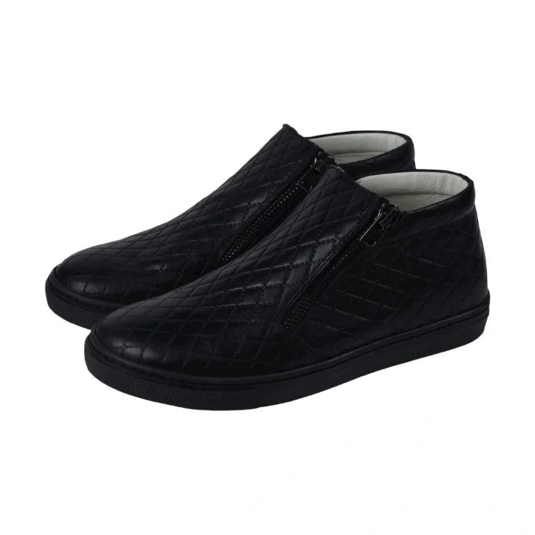 Black Soft Leather Slip On for Girl by London Kids - trendy and comfortable slip-on shoes for girls.