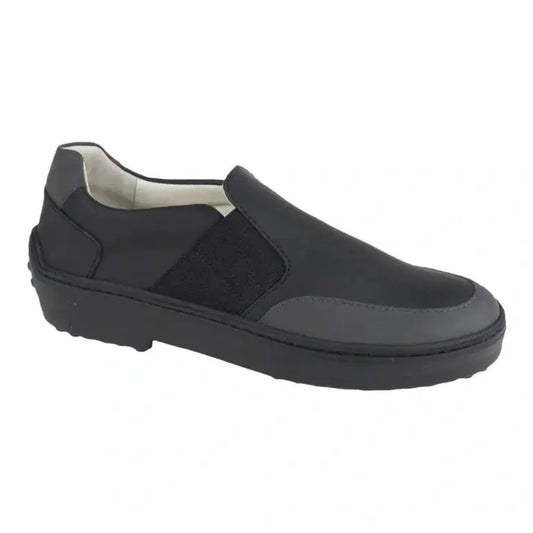 Black Sahara Leather Slip On shoes for boys and girls by London Kids - slip-on sneakers made with premium Sahara leather