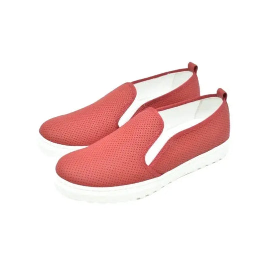 Red Sahara Leather Sneaker for girls by London Kids - vibrant red color, Sahara leather material, casual slipper shoe.