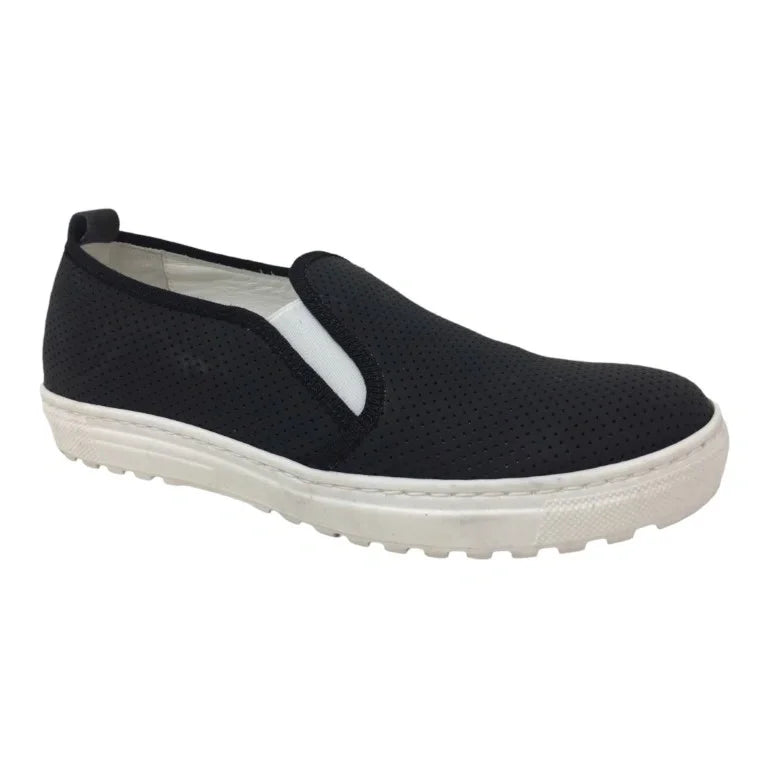 Black Sahara Leather Sneaker for Girl by London Kids - trendy slipper shoe