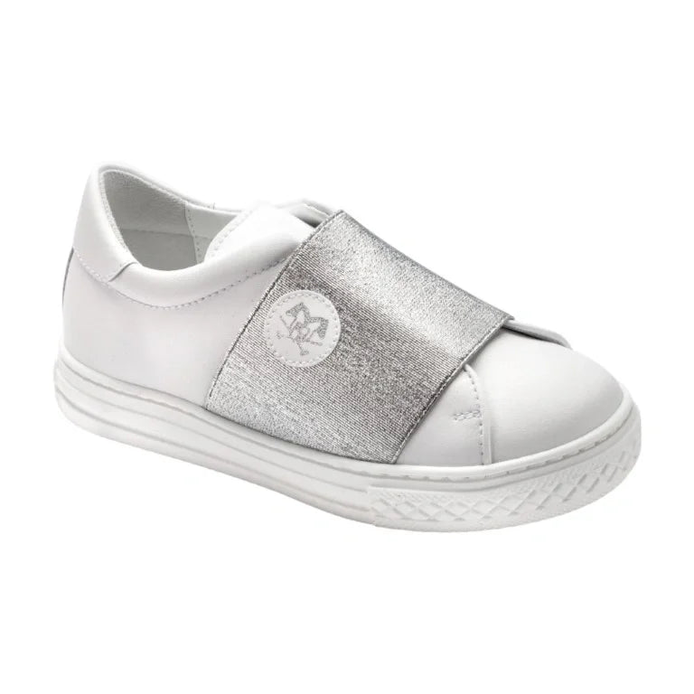 White soft leather sneaker for girl or boy by London Kids.