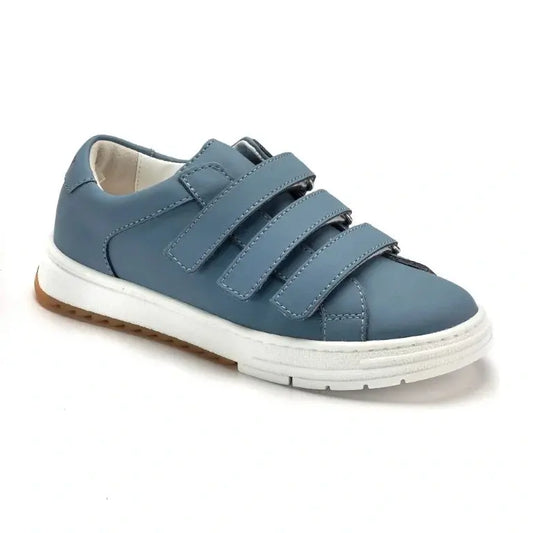 Blue Sahara Leather Velcro sneakers for girls and boys by London Kids