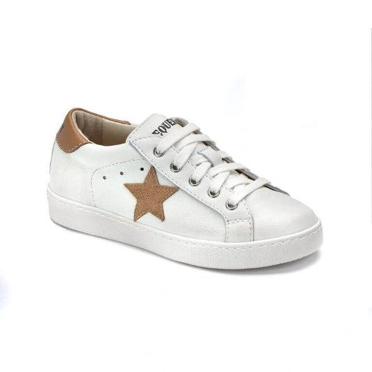 Girl's off white leather lace summer sneaker