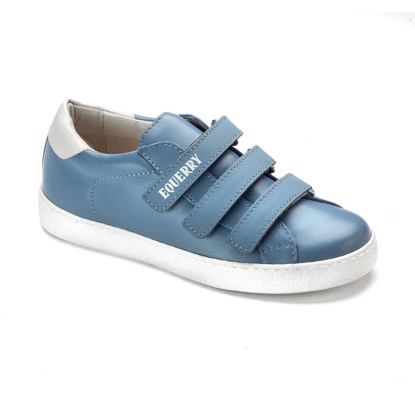 Image of denim leather Velcro summer sneaker, suitable for both boys and girls, made in Italy.