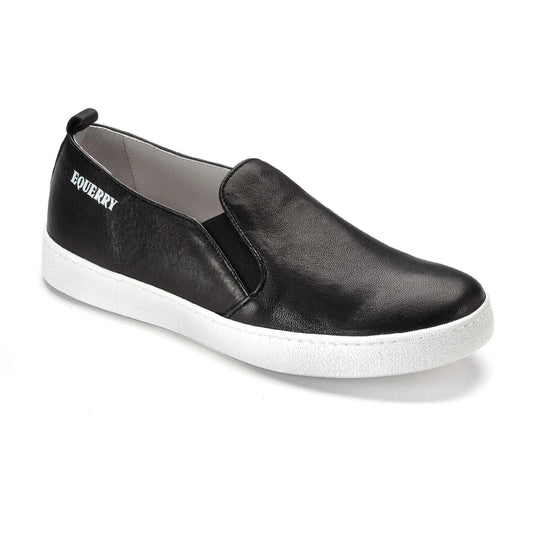 Black leather slip on sneaker for boys and girls, made in Italy