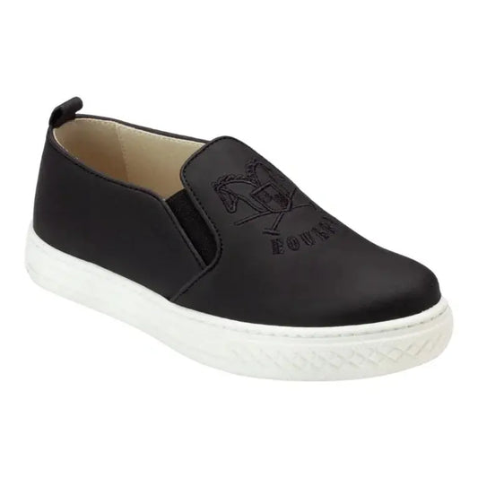 Black Sahara Leather Sneaker for Girl by London Kids - slip-on sneaker for casual wear.