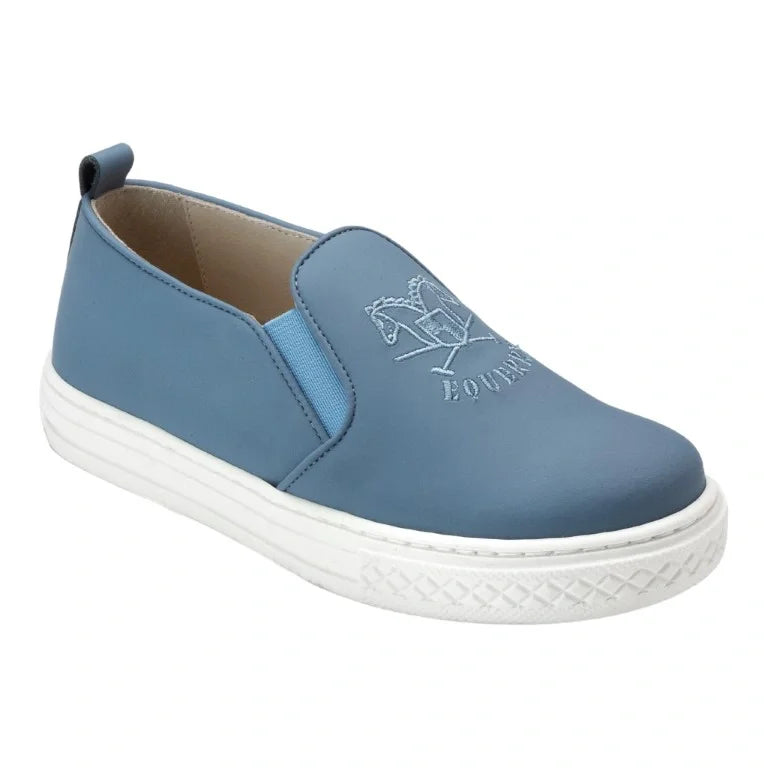 Blue Sahara Leather Sneaker for Girl by London Kids - Casual Slip-On Sneaker