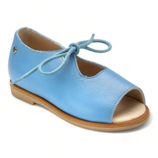 Blue soft leather lace shoes for boys and girls by Manuela de Juan