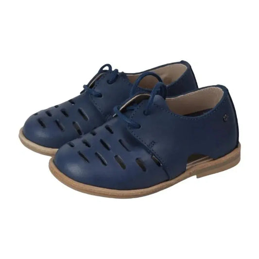 Navy soft leather lace shoes for boys by Manuela de Juan - Airlia