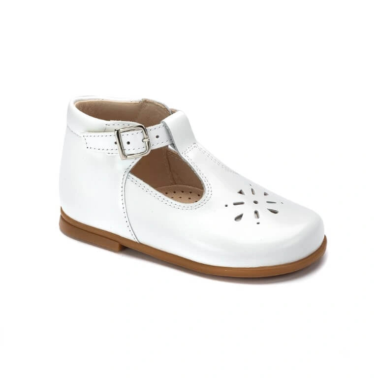 Alexis White Gentry Toddler T-Strap High-Top Lace Shoes