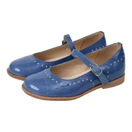 Pretty ballerinas Blue Patent Leather Strap for girls by Manuela de Juan - Blue Patent Leather Strap - Strap design - Casual wear - Made in Spain