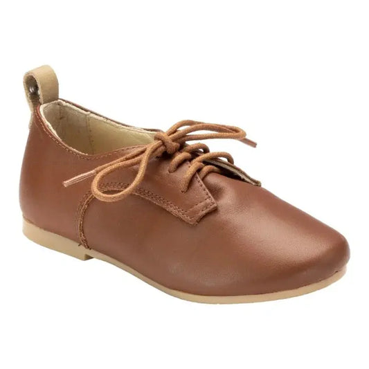 Tan Soft Leather Lace for Boy/Girl by Manuela de Juan - Pretty Ballerinas, Tie Shoe