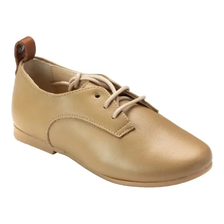 Taupe soft leather lace shoes for boys and girls by Manuela de Juan