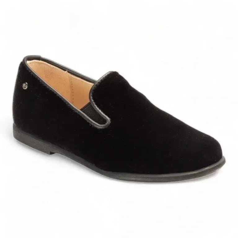 Black Velvet Slip On shoes for boys and girls by Manuela de Juan - Pretty Ballerinas, Slip On Shoe