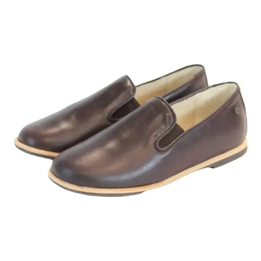 Brown soft leather slip-on shoes for boy/girl by Manuela de Juan