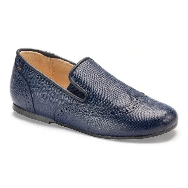 Navy Patent Leather Slip On for Boy by Manuela de Juan - stylish and comfortable slip-on loafers for young boys in classic navy color.